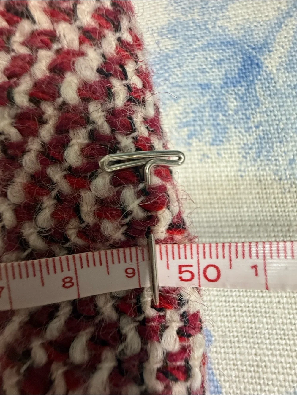 CHANEL Burgundy and Cream Tweed Pencil Skirt